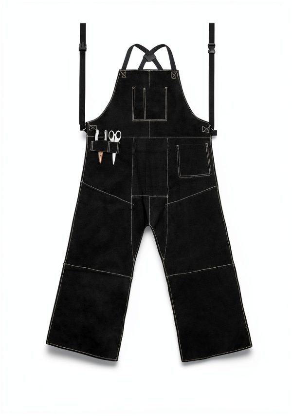 Leather Welding Apron Black Cowhide Heat Resistant 24‑56 in-1