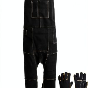 Leather Welding Apron Black Cowhide Heat Resistant 24‑56 in-0