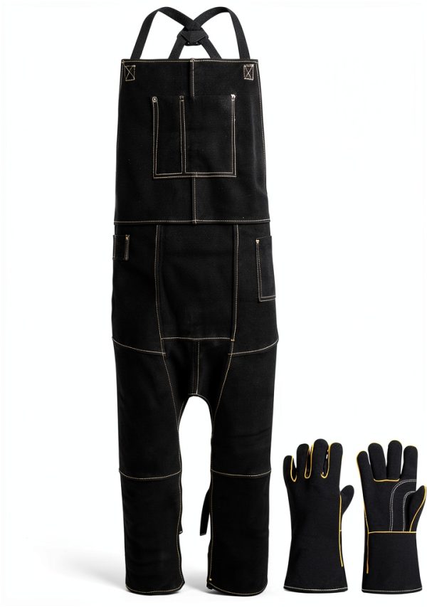 Leather Welding Apron Black Cowhide Heat Resistant 24‑56 in-0