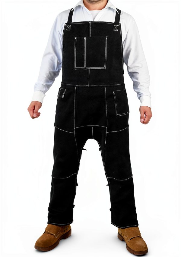 Leather Welding Apron Black Cowhide Heat Resistant 24‑56 in-3