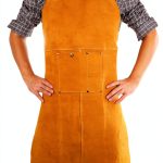 Leather Welding Apron, Flame & Spark Resistant Bib, Safety Smock, Protective Clothing Gear for Blacksmiths, Welders & Woodworkers, 23x35 inches-0
