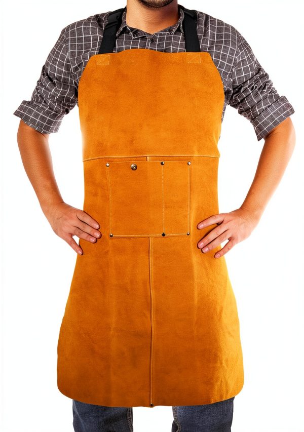 Leather Welding Apron, Flame & Spark Resistant Bib, Safety Smock, Protective Clothing Gear for Blacksmiths, Welders & Woodworkers, 23x35 inches-0