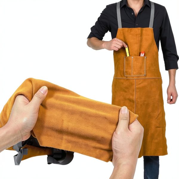 Leather Apron Houseables Welding Apron Heat Resistant 23 x 35 Inch-2