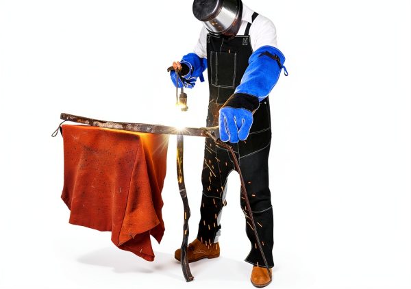 Leather Welding Apron Black Cowhide Heat Resistant 24‑56 in-4