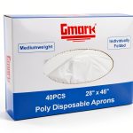Gmark Poly Apron Individual Wrapped, Medium Weight, Disposable Polyethylene PE Aprons Waterproof, Food, Cooking 100pcs GM0002-0