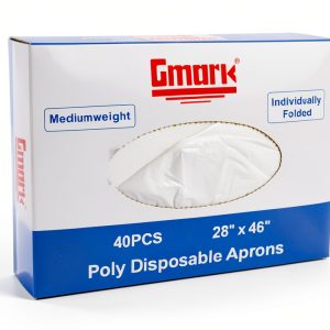 Gmark Poly Apron Individual Wrapped, Medium Weight, Disposable Polyethylene PE Aprons Waterproof, Food, Cooking 100pcs GM0002-0