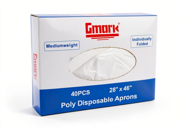 Gmark Poly Apron Individual Wrapped, Medium Weight, Disposable Polyethylene PE Aprons Waterproof, Food, Cooking 100pcs GM0002-0