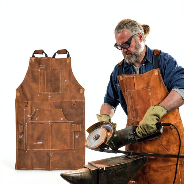 100% Genuine Leather Welding Apron by ARCPRO – Brown Cowhide Apron-4