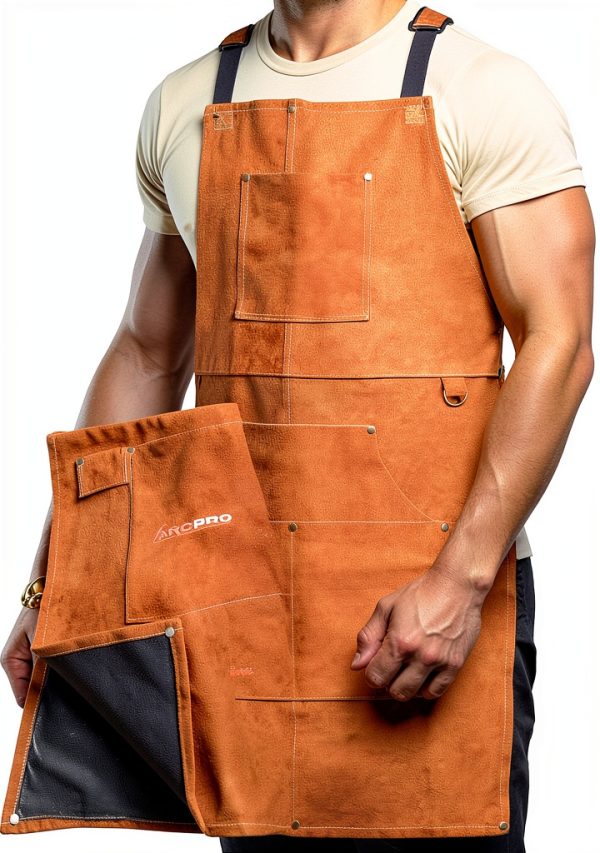 100% Genuine Leather Welding Apron by ARCPRO – Brown Cowhide Apron-0