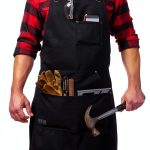 Hudson Durable Goods Heavy Duty Waxed Canvas Apron for Men and Women, Adjustable Crossback Work Apron with Tool Pockets, Water-Resistant - Fits up to XXL, Black-0