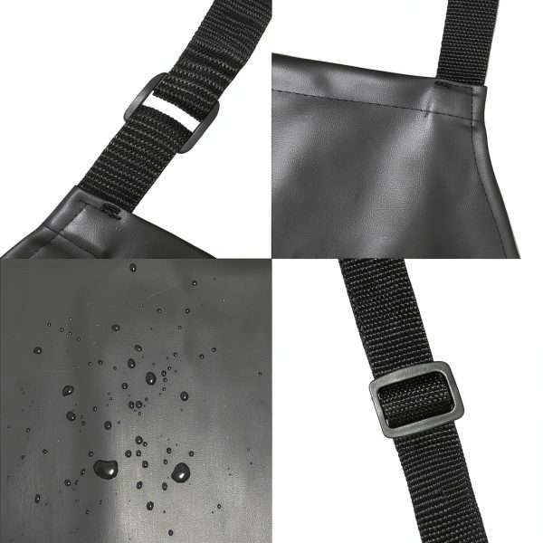 ChefPro 40 inch Waterproof Vinyl Apron Black Heavy Duty-3