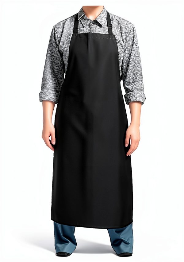 ChefPro 40 inch Waterproof Vinyl Apron Black Heavy Duty-0