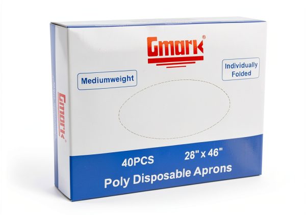 Gmark Poly Apron Individual Wrapped, Medium Weight, Disposable Polyethylene PE Aprons Waterproof, Food, Cooking 100pcs GM0002-2