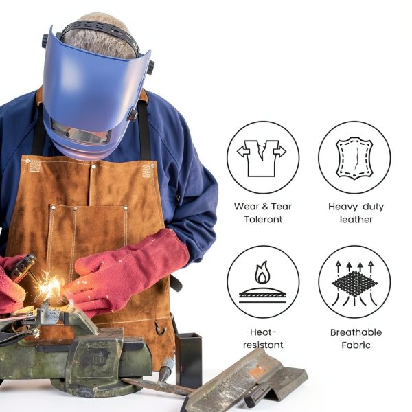 100% Genuine Leather Welding Apron by ARCPRO – Brown Cowhide Apron-3